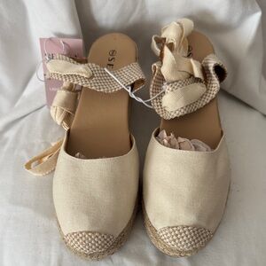 SERRA Beige Espadrille Wedge Sandals